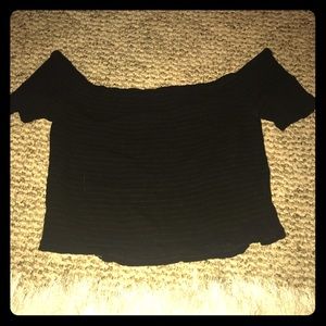 Black off the shoulder crop top